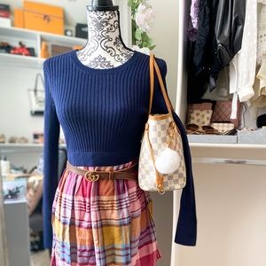 Long Sleeve Blue & Plaid Mini Dress | Motherhood